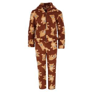 5 More Minutes Girl's Teddy Bear Sherpa Jacket and Pants PJ Set